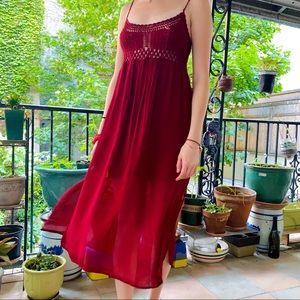 Pull&Bear Sheer Maxi Dress with Crochet Top EUR S